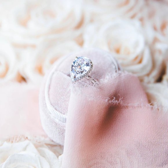 5 Carat Pear Cut Ring, 925 Sterling Silver - Picture 3 of 4